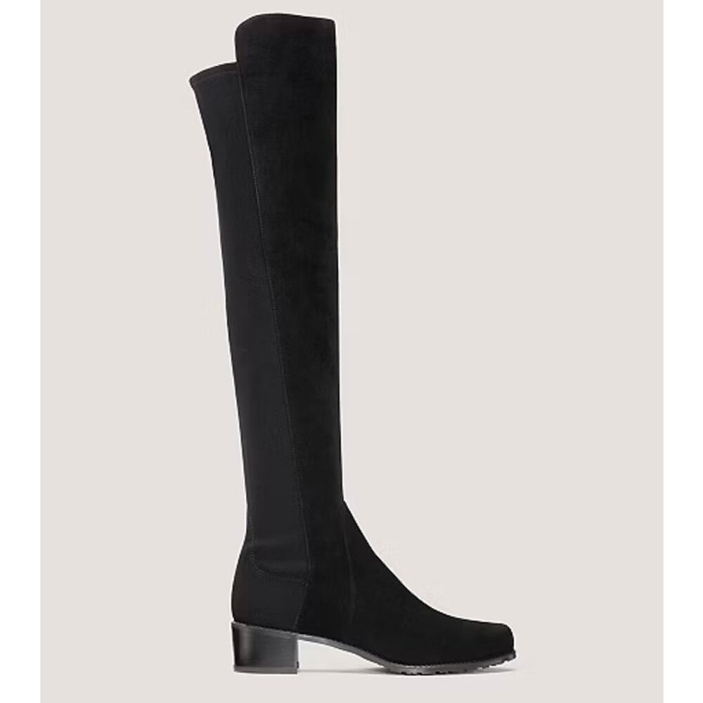 Stuart Weitzman 5050 Reserve Over the Knee High Boots Suede Block Heeled Black - Picture 15 of 16
